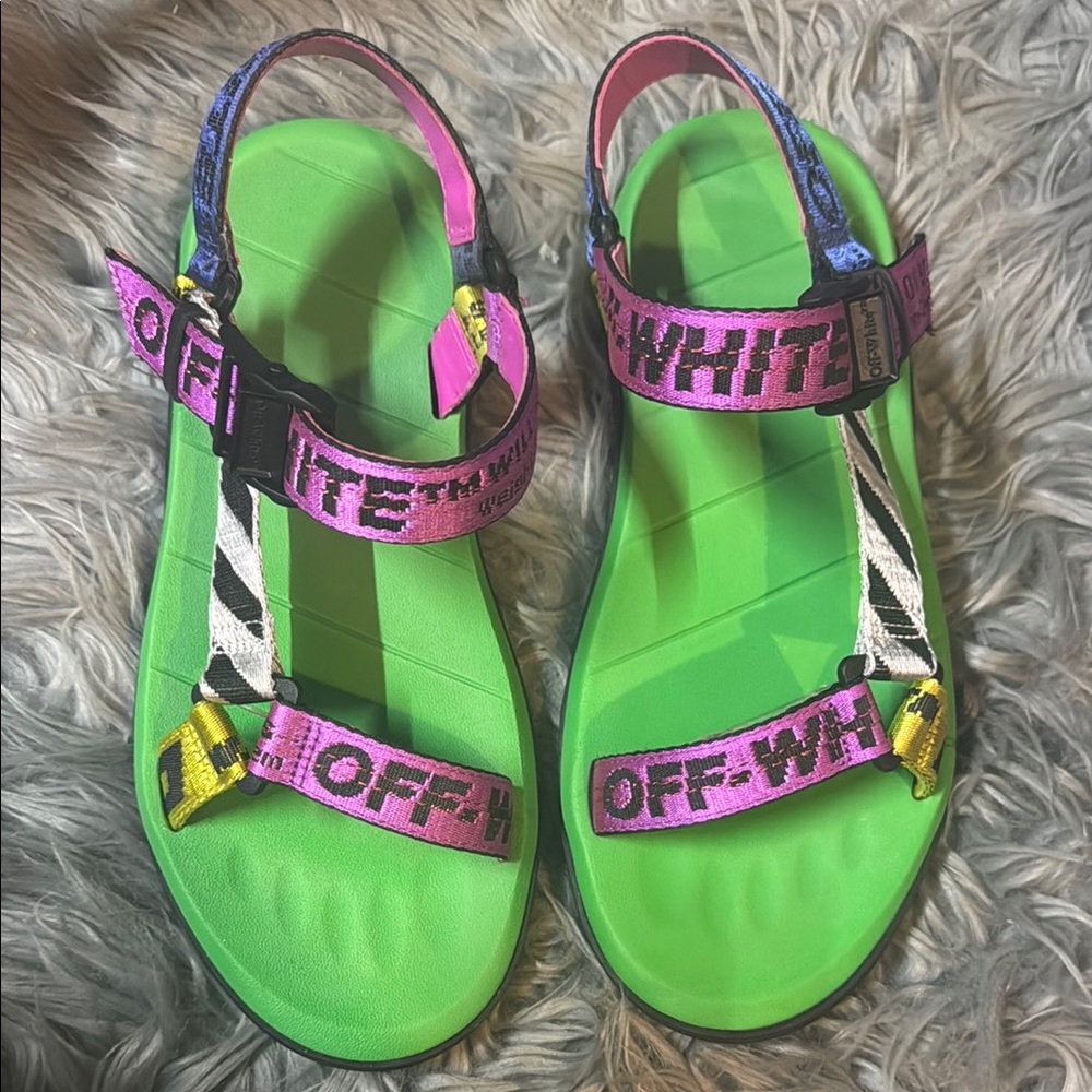 Off-White Green and Pink Sandals